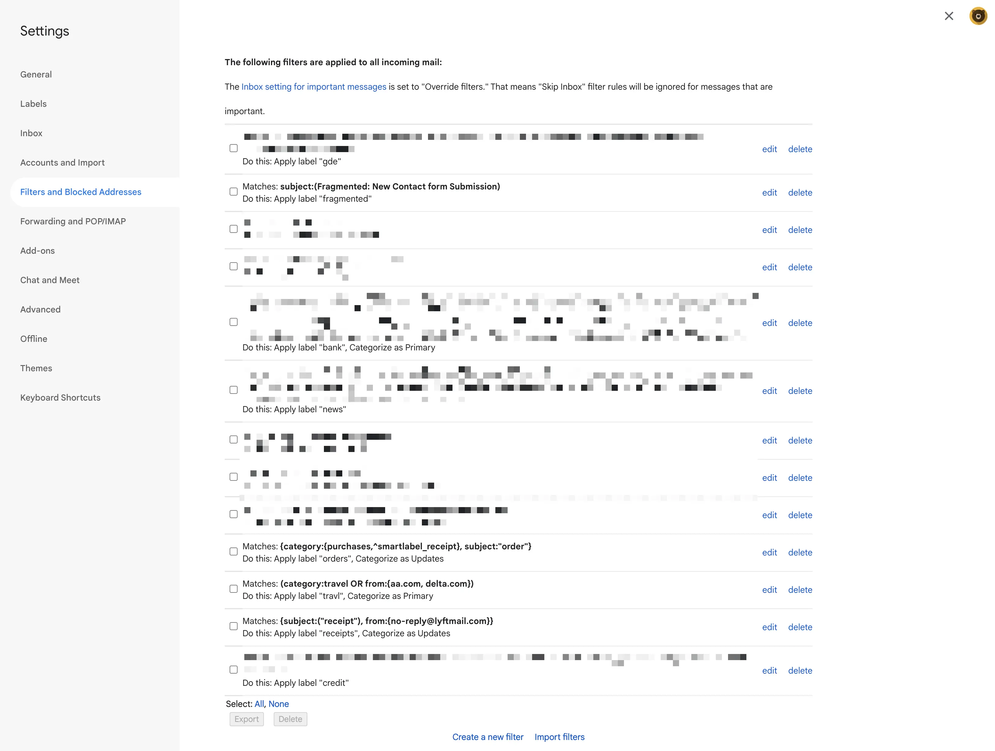 the filters i currently have
