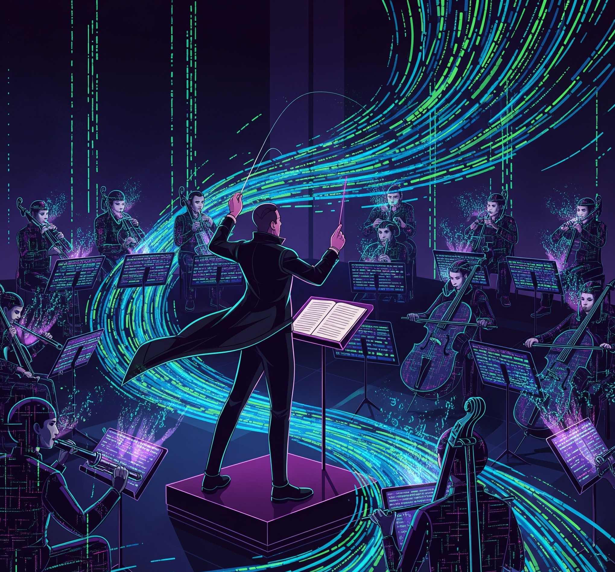 Human conducting an AI orchestra