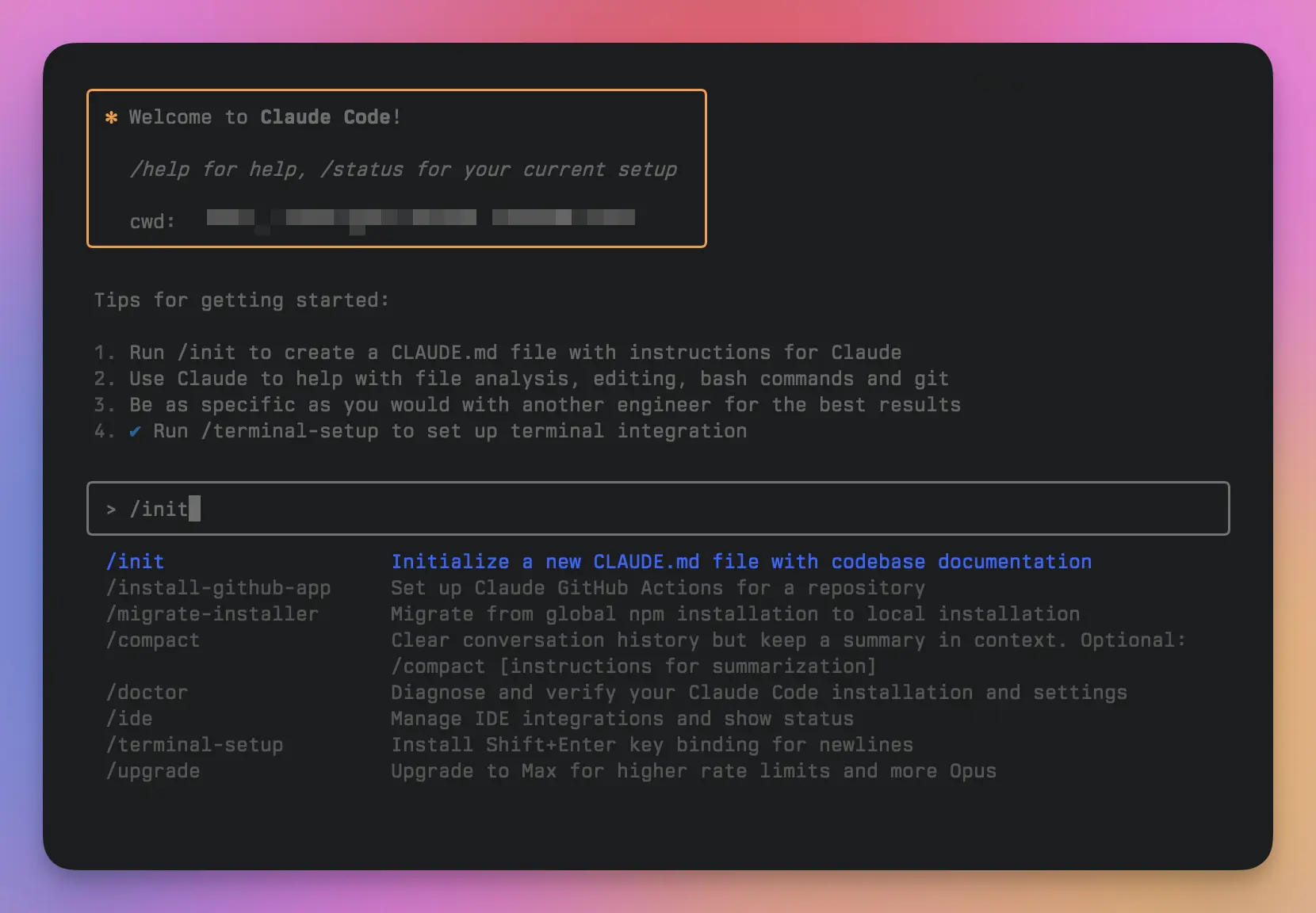 claude init instructions