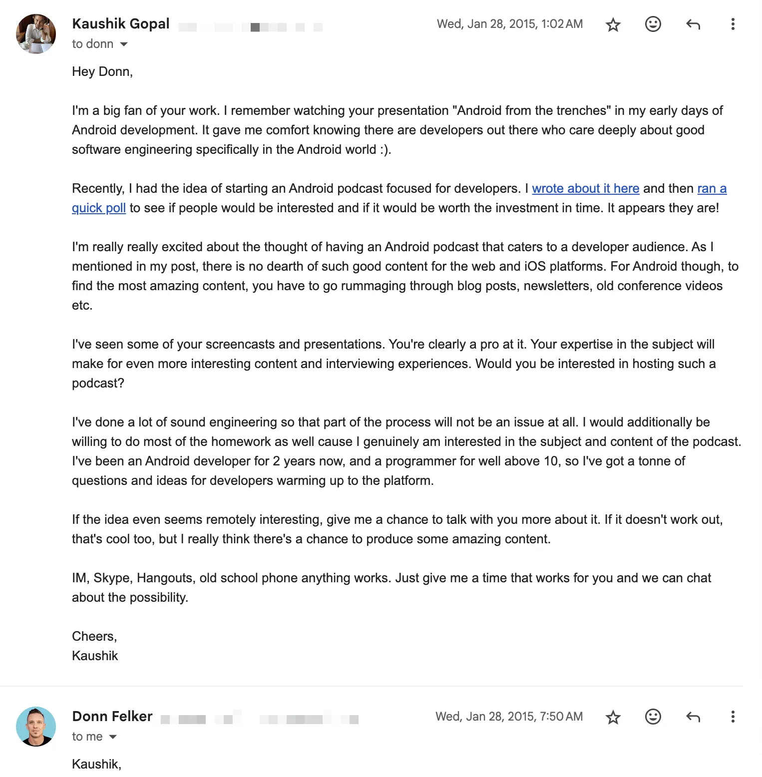 first email i sent Donn proposing Fragmented